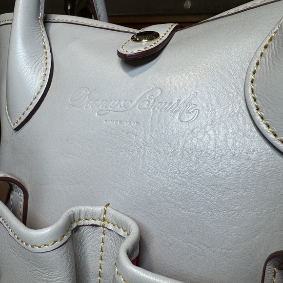 Dooney & Bourke Florentine Vacchetta Small Pocket Satchel Gray Italian Leather - Picture 2 of 16